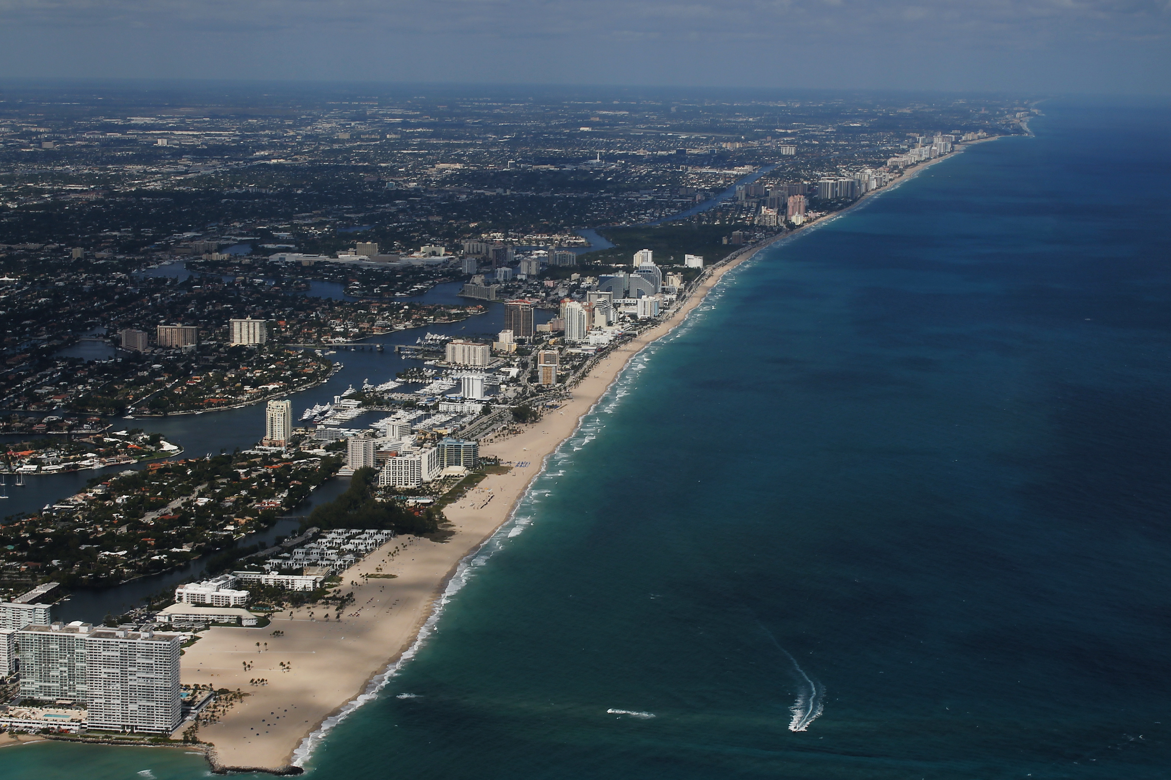An aerial view of Fort Lauderdale's beach and coastline